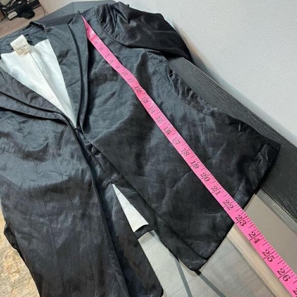 Apanage Women's Size 8 38 Vintage Satin Long Sleeve Blazer Suit Solid Black - Picture 11 of 16
